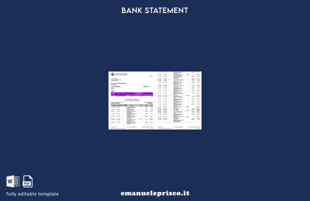 modello di pagine di parole dell'estratto conto della Serbia Komercijalna Banka 